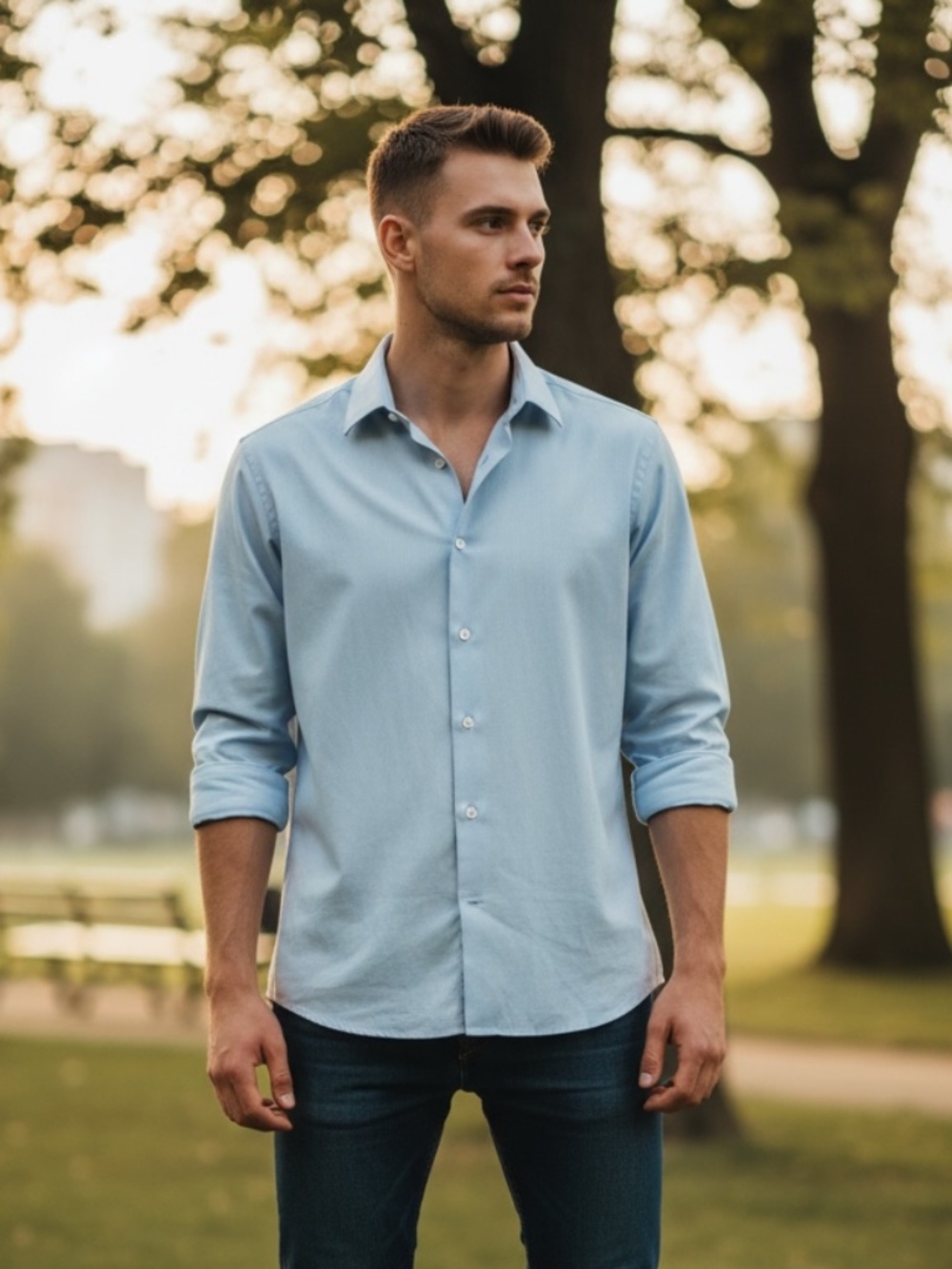 NWT,Men’s Button-Up/BERTIGO, blue, long sleeves,, 100/cotton, size XXL